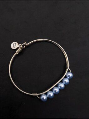Luca + Danni Bangle Bracelet Faux Pearl Lavender/blue silver Tone metal